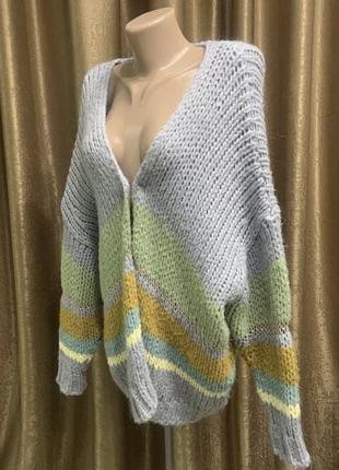 В'язаний кардиган кофта мохер грубого в'язання ange tu розмір 2xl/3xl/4xl/5xl