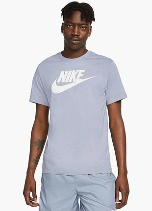 Голубая футболка найк nike sky big logo cotton t-shirt, l, оригинал
