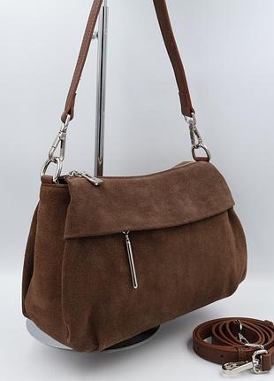 Сумка жіноча замшева suede leather f6001 cocoa