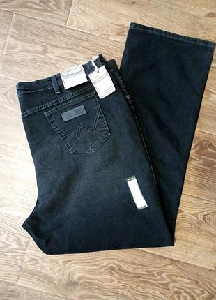 Новые мужские джинсы wrangler (w48 l34), батал / большой размер, графитово-черные