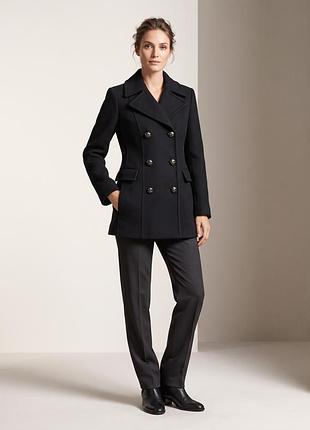 Тепле вовняне двобортне пальто-бушлат massimo dutti (85% вовна, португалія) / розмір s (36)