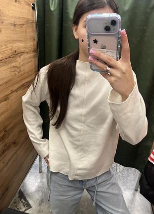 Лонгслів жіночий zara молочний лонг светр