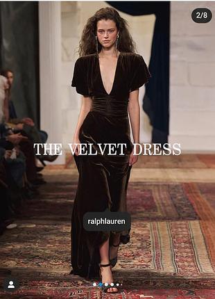 Довга жіноча сукня ralph lauren максі з оксамиту коричнева