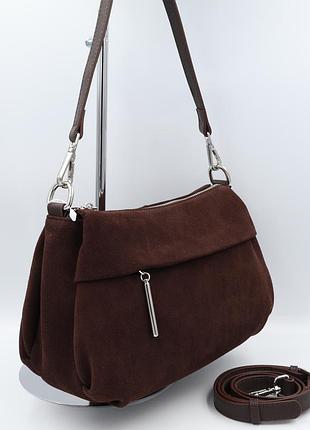 Сумка жіноча замшева suede leather f6001 coffee