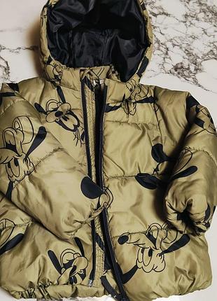 Куртка дитяча демісезонна h&m disney міккі маус хакі 3-4 роки