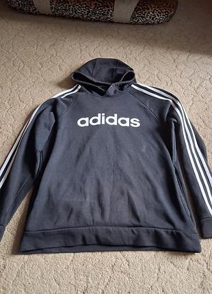 Худі чоловіче adidas чорне з білими смугами