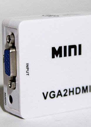 Переходник vga на hdmi конвертер для пк, ноутбука, видео регистратора адаптер преобразователь с аудио и внешним питанием hdmi - vga vga2hdmi(4272)