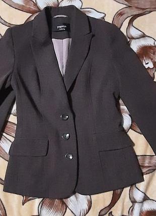 Приталенный коричневый пиджак жакет papaya tailoring стрейч размер s-m (uk 10) идеален
