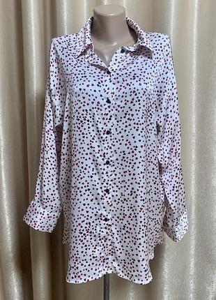 Блузка zara біла з романтичними сердечками  розмір 20/3xl 4xl