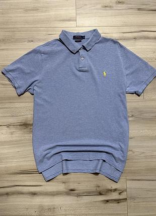 Голубая футболка поло поло ральф лорен polo ralph lauren custom fit polo, xl, оригинал