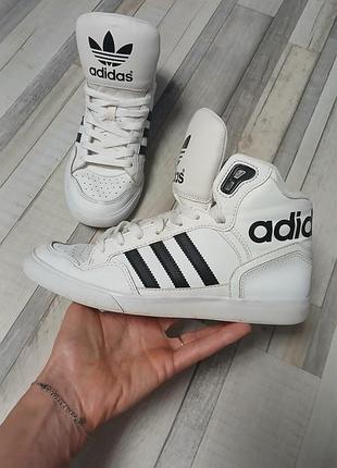 Высокие кроссовки-хайтопы adidas originals extaball w (белые с черным)