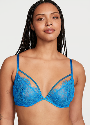 Кружевной бюстгальтер с глубоким вырезом very sexy shine strappy unlined lace low-cut demi bra