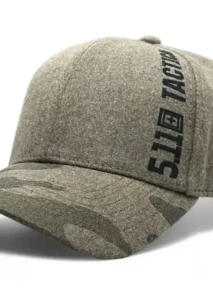 Мужская зимняя бейсболка 5.11 tactical хаки из итальянской шерсти на флисе с ушами (украина)