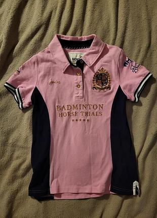 Рубашка-поло joules badminton horse trials розового и темно-синего цветов (official badminton pink &amp; navy girls' polo shirt) 9 лет