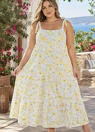 Ярусний натуральний сарафан,р50-52🌸🌷🌺💛