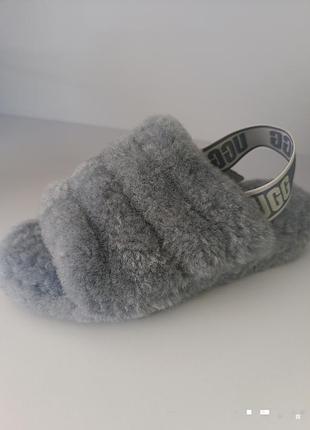 Капці жіночі ugg fluff yeah slide сірі, розмір 38, хутро