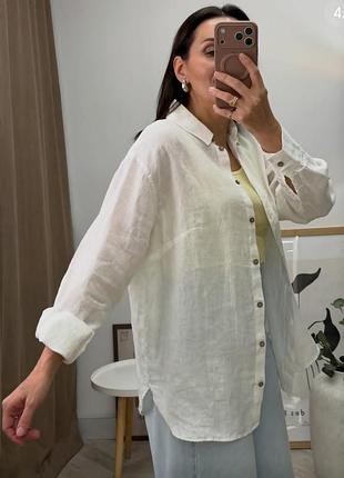 Белая удлиненная хлопковая женская рубашка от primark