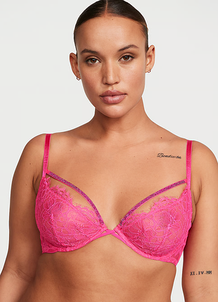 Кружевной бюстгальтер с глубоким вырезом very sexy shine strappy unlined lace low-cut demi bra
