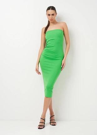 🥰 бавовняна обтисла міді сукня zara