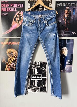 Чоловічі джинси true religion brand jeans синього кольору, прямий крій straight, контрастна біла строчка, розмір w33, made in usa