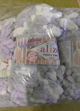 Пряжа alize puffy fine color для в'язання, 6 мотків