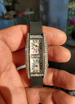 Erwin pearl dual time роскошные кварцевые часы с перламутром и фианитами