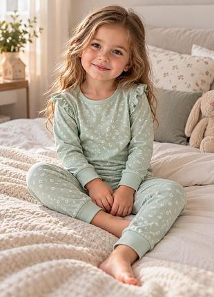 Піжама для дівчинки 3–4 роки mothercare м’ятна з ромашками