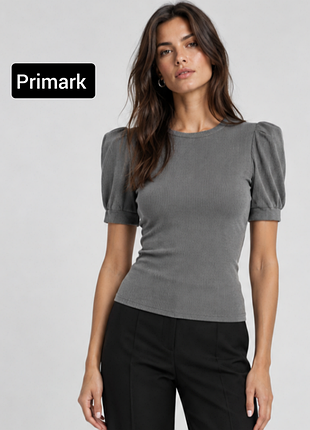 Футболка женская серая в рубчик от бренда primark xxs