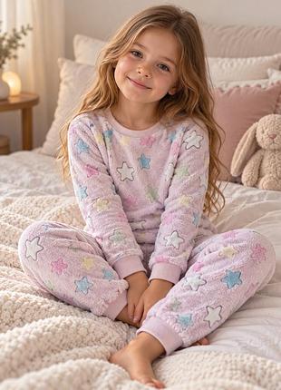 Плюшева піжама shein зі зірочками 7 років 122 см тепла домашній костюм
