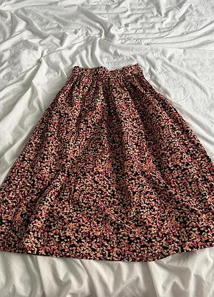 Новая меди юбка в цветок h&amp;m, размер xs, 100% cotton