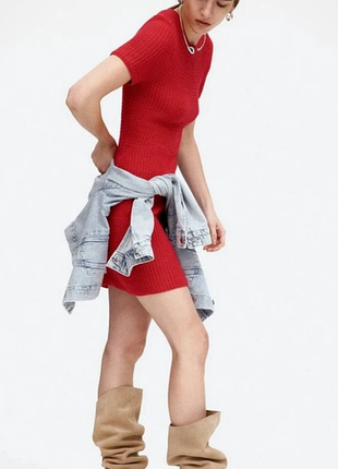 Новое красное платье h&amp;m платье вязаное бодикон
