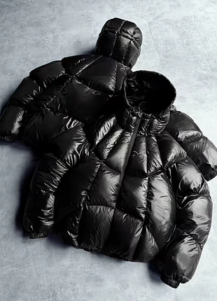 Мужская теплая зимняя куртка-пуховик mertra glossy puffer jacket 'total black' s-xl