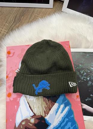 Зимова шапка new era nfl detroit lions salute to service оригінал хакі олива