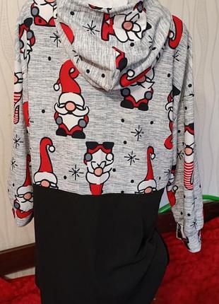 Новогодний удлиненный кардиган-худи shein curve (р. 54-56, 1xl) 2