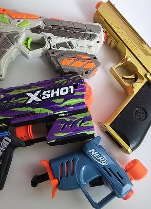 Іграшки бластери nerf х-shot в лоті 4 шт.+4 пульки