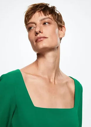 Зеленое мини платье-мини mango на длинный рукав 5