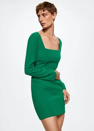 Зеленое мини платье-мини mango на длинный рукав 3
