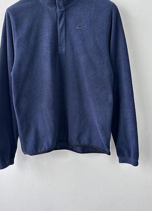Кофта флісова nike fleece pullover 1/3 zip mens size m navy blue black embroidered swoosh 8