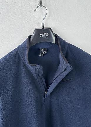 Кофта флісова nike fleece pullover 1/3 zip mens size m navy blue black embroidered swoosh 3