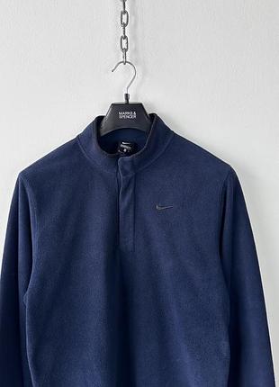 Кофта флісова nike fleece pullover 1/3 zip mens size m navy blue black embroidered swoosh 2