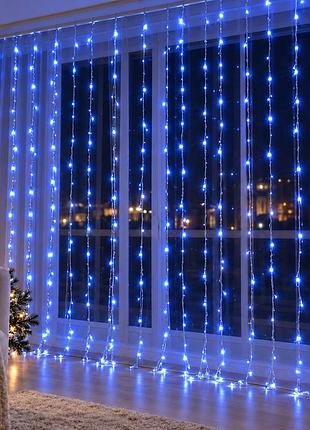 Гирлянда водопад curtain-lights itrains 3×1,5 м синий