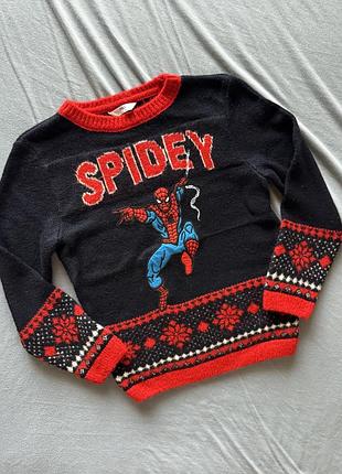 Светр для хлопчика spider-man новорічний синій