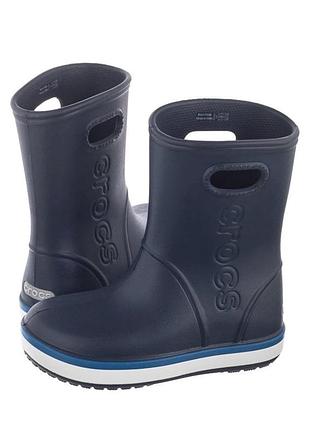 Дитячі крокси гумові чоботи crocs kids crocband rain boot blue navy 29/30, 30/31, синій