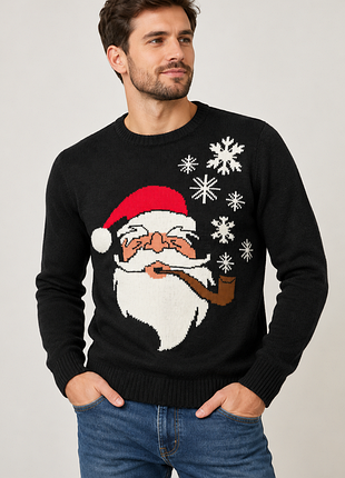 Стильный мужской рождественский свитер cedarwood state от primark с веселым санта-клаусом! 🎅