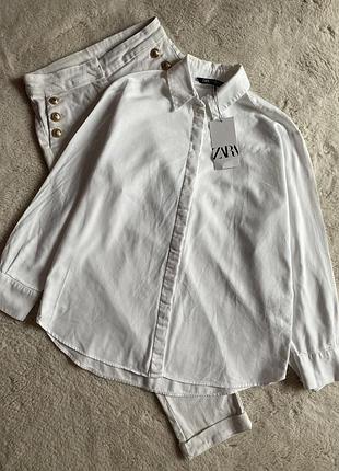 Zara біла сорочка оверсайз, сорочка вільного крою