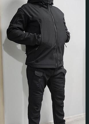 Куртка чоловіча тактична soft shell чорна l xl
