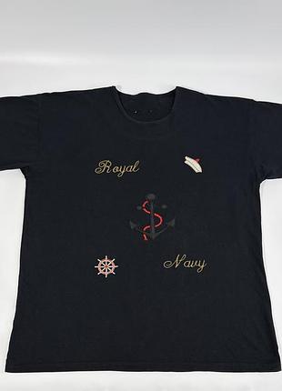 Бавовняна футболка royal navy з вишивкою • франція • oversize