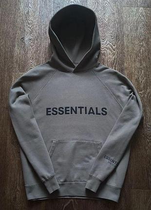 Серое мужское оверсайз худи fear of god essentials размер s-m