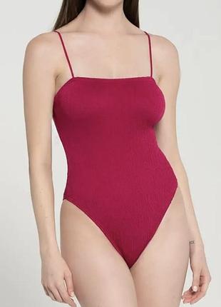 Купальник суцільний, бордо, в рубчик, topshop, uk 12, eu 40.
