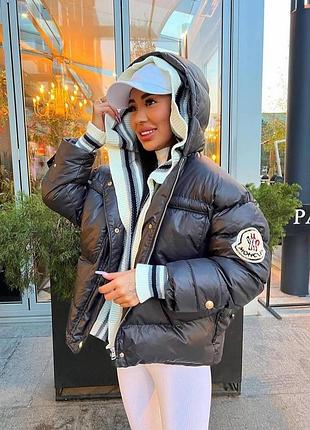 Жіночий пуховик moncler чорний зимовий